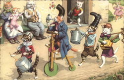 Cats Putting On A Parade Postcard Postcard