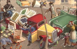 A Fruit Truck Accident Cats Postcard Postcard