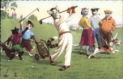 Cats Playing Golf Postcard Postcard