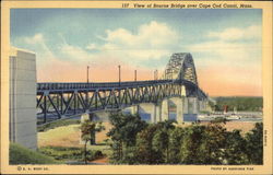 View of Bourne Bridge Over Cape Cod Canal, Mass Massachusetts Postcard Postcard