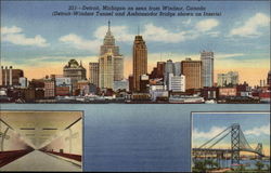 Detroit, Michigan as seen from Windsor Canada Postcard Postcard