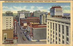 Business District from Broadway and Main Streets Postcard