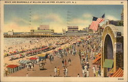 Beach and Boardwalk at Million Dollar Pier Postcard