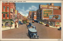 Main Street, Looking West Hartford, CT Postcard Postcard