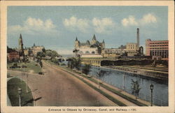 Entrance to Ottawa by Driveway, Canal, and Railway Ontario Canada Postcard Postcard