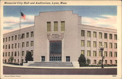 Memorial City Hall and Auditorium Lynn, MA Postcard Postcard