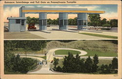 Entrance, Interchange and Toll Gate on Pennsylvania Turnpike Postcard Postcard