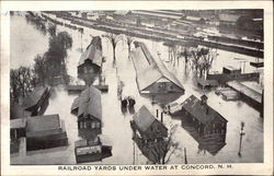 Railroad Yards under Water Postcard