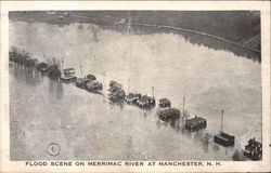 Flood Scene on Merrimac River Manchester, NH Postcard Postcard