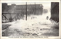 Flood Scene on Nashua RIver Postcard