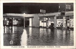 Flood Scene, Business District Hudson, MA Postcard Postcard