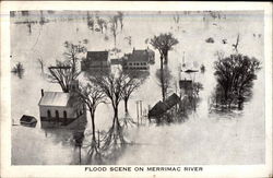 Flood Scene on Merrimac River Postcard