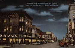 Downtown Albuquerque at Night New Mexico Postcard Postcard