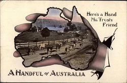 A Handful of Australia - Cattle on Road Postcard Postcard