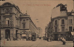 Le Théâtre et la Rue Chanzy Reims, France Postcard Postcard