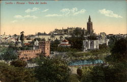 Alcazar - View of the Gardens Sevilla, Spain Postcard Postcard