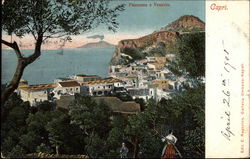 View of Town and Mount Vesuvius Capri, Italy Postcard Postcard