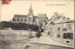 La Place et l'Eglise de Triel Triel-sur-Seine, France Postcard Postcard