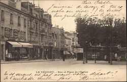 Rue et Place de l'Eglise Le Vesinet, France Postcard Postcard