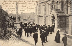 Leaving Church after Mass Pleneuf, France Postcard Postcard