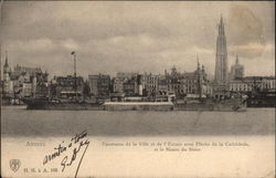 Panorama de la Ville et de l'Escaut avec Fleche de la Cathedrale, et le Musee du Steen Anvers, Belgium Benelux Countries Postcar Postcard