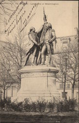 Statue of Lafayette and Washington Postcard