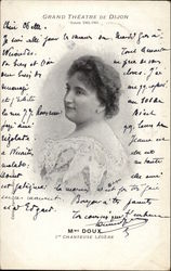 Grand Theatre de Dijon, Mme. Doux, Chanteuse Legere Women Postcard Postcard