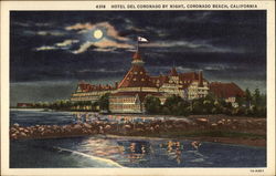 Hotel del Coronado by Night California Postcard Postcard