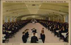 The Regiment of Midshipmen at Noon Day Meal, Bancroft Hall, U. S. Naval Academy Postcard