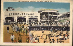 Steeplechase, Boardwalk and Beach Postcard