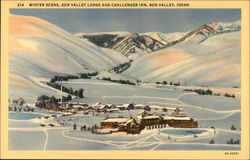 Winter Scene, Sun Valley Lodge and Challenger Inn Idaho Postcard Postcard