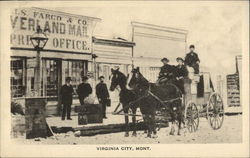 Stagecoach outside Wells Fargo Office Virginia City, MT Postcard Postcard