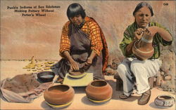 Pueblo Indians of San Ildefonso Making Pottery Without Potter's Wheel Native Americana Postcard Postcard