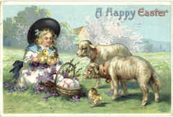 A Happy Easter With Children Postcard Postcard