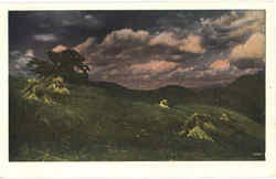 Nighttime Farm Scene Farming Postcard Postcard