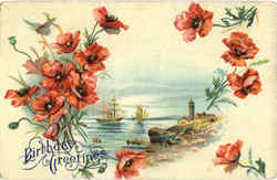 Birthday Greetings Lighthouses Postcard Postcard