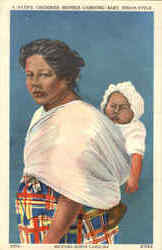 A Native Cherokee Mother Carrying Baby Indian-Style Native Americana Postcard Postcard