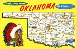 Oklahoma Tourist Map Postcard