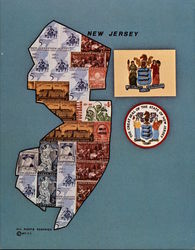 New Jersey Historical Commemorative Stamp Map Large Format Postcard