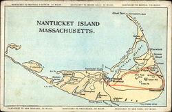 Map of Nantucket Island, Massachusetts Postcard