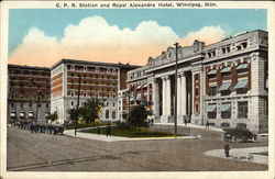 C.P.R Station and Royal Alexandra Hotel Postcard