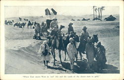 Caravan in the Desert - Port Tewfik Postcard