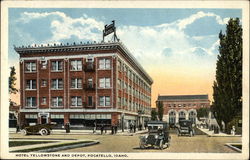 Hotel Yellowstone and Depot Pocatello, ID Postcard Postcard