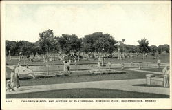 Riverside Park - Children's Pool and Section of Playground Postcard