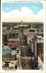 16th St. and Business District from D&F Tower Denver, CO Postcard Postcard