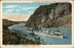 U.S.S. "Nevada" in Culebra Cut Postcard