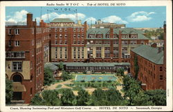 Radio Studio WTOC, Top of Hotel de Soto Savannah, GA Postcard Postcard