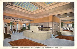 The Lobby, Hotel Bristol, West 48th St., East of Broadway Postcard