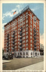 Brown Hotel, Fourth and Chestnut Streets Des Moines, IA Postcard Postcard