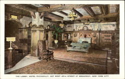 The Lobby, Hotel Piccadilly New York, NY Postcard Postcard